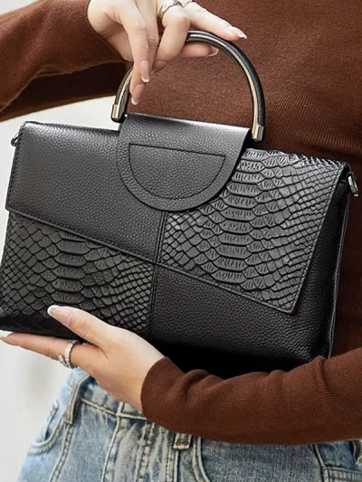 PU Synthetic Leather Women's Shoulder Crossbody Bag Fashion Casual Dinner Wedding Alligator Pattern Flap Handbag and Purse