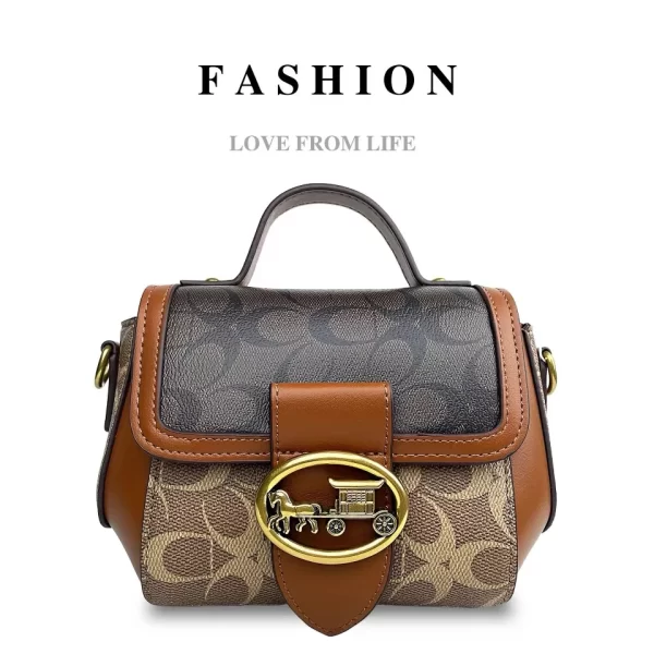 New minimalist and fashionable small handbag, contrasting color women's bag, high-end carriage crossbody bag, portable box bag - Image 13