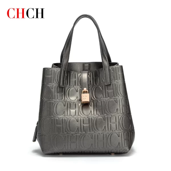 CHCH Women's Tote Bag New Steel Embossed Handheld Bun Mother Shopping Bag - Image 8