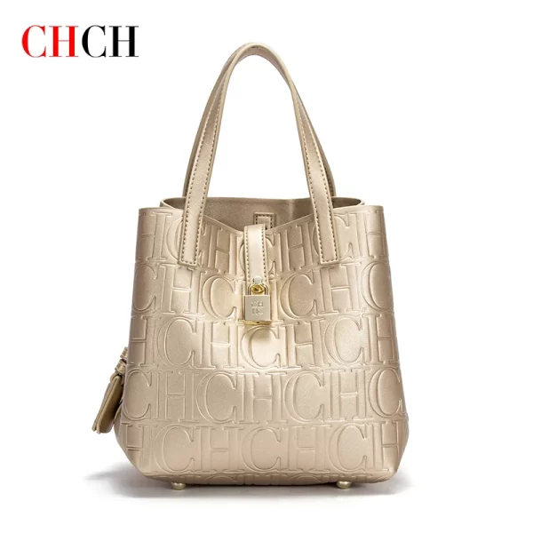 CHCH Women's Tote Bag New Steel Embossed Handheld Bun Mother Shopping Bag - Image 9