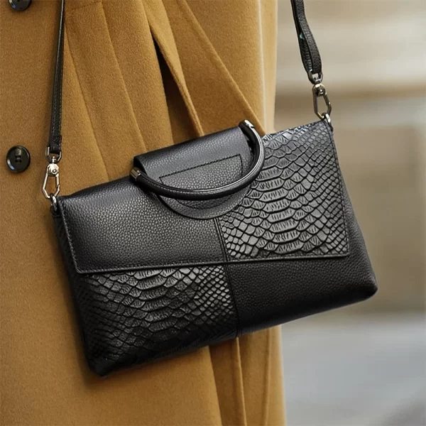 PU Synthetic Leather Women's Shoulder Crossbody Bag Fashion Casual Dinner Wedding Alligator Pattern Flap Handbag and Purse - Image 2